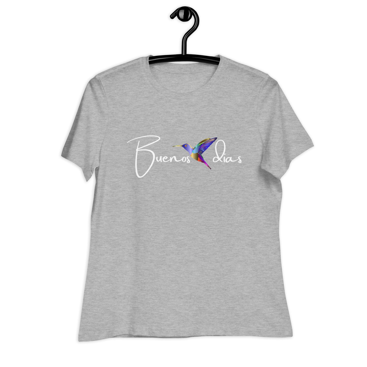 WOMEN'S COLORFUL HUMMINGBIRD BUENOS DIAS/GOOD MORNING T-SHIRT