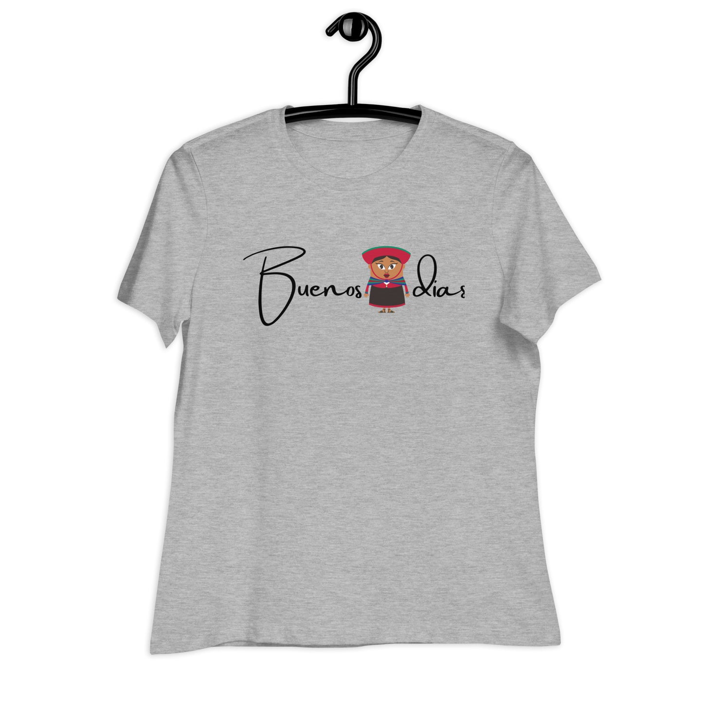 WOMEN'S COLORFUL PERUVIAN WOMAN BUENOS DIAS T-SHIRT