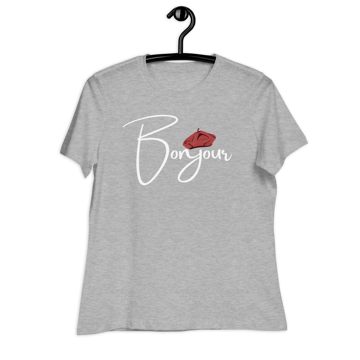 WOMEN'S COLORFUL BERET BONJOUR/GOOD MORNING T-SHIRT