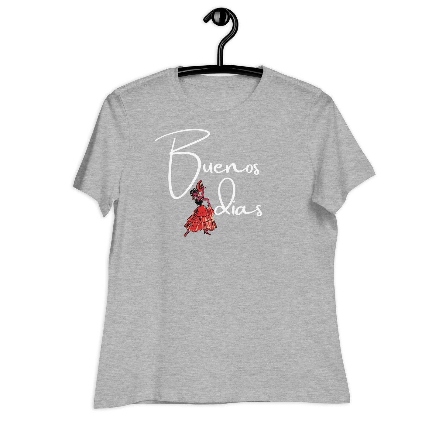 WOMEN'S COLORFUL FLAMINGO DANCER BUENOS DIAS /GOOD MORNING T-SHIRT