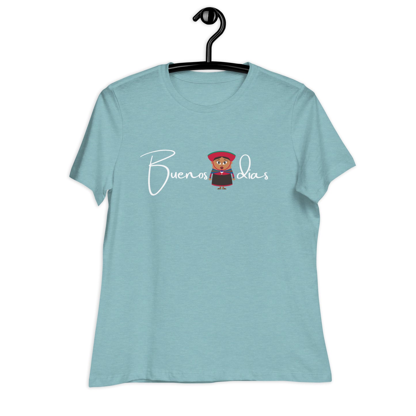 WOMEN'S COLORFUL PERUVIAN WOMAN BUENOS DIAS T-SHIRT