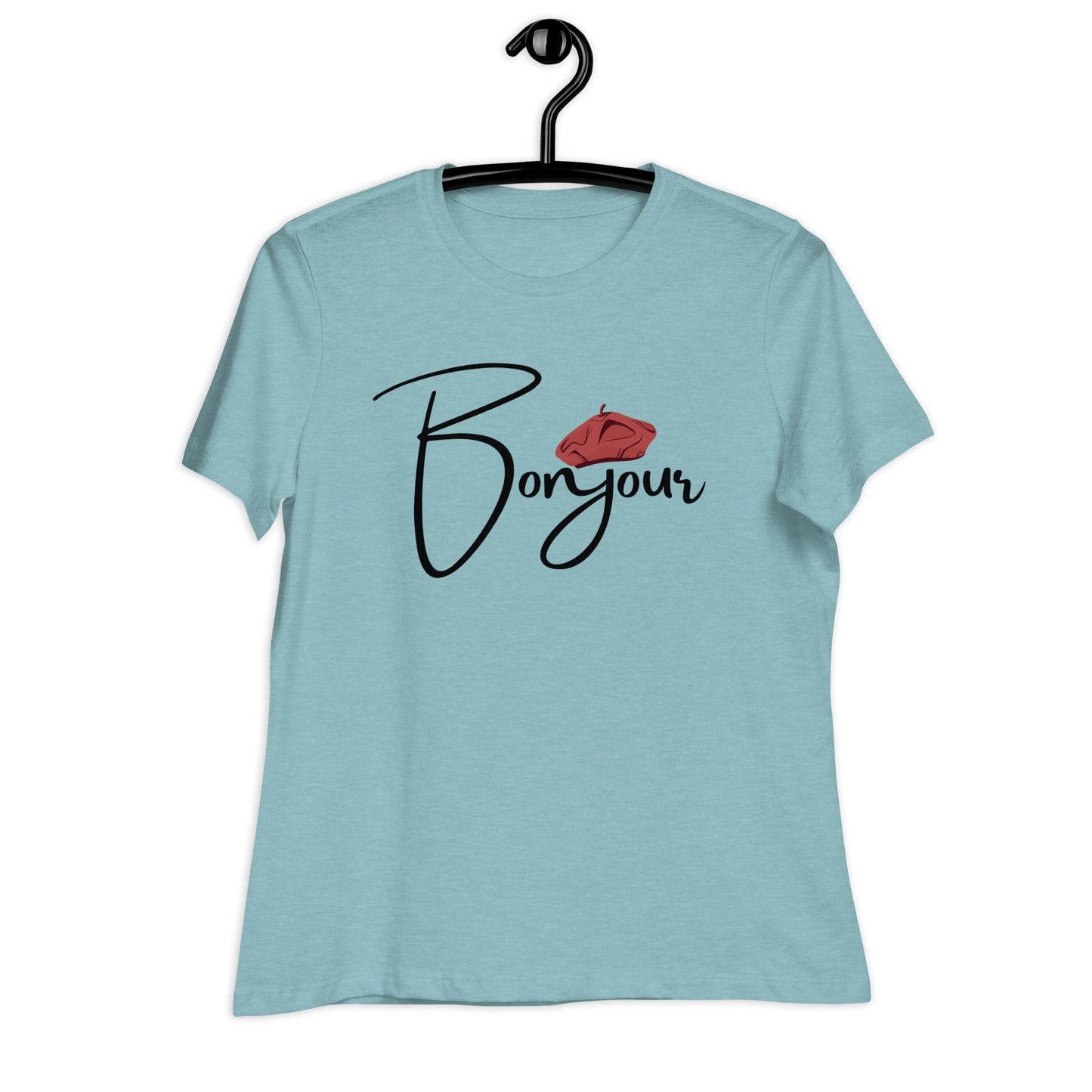 WOMEN'S COLORFUL BERET BONJOUR/GOOD MORNING T-SHIRT