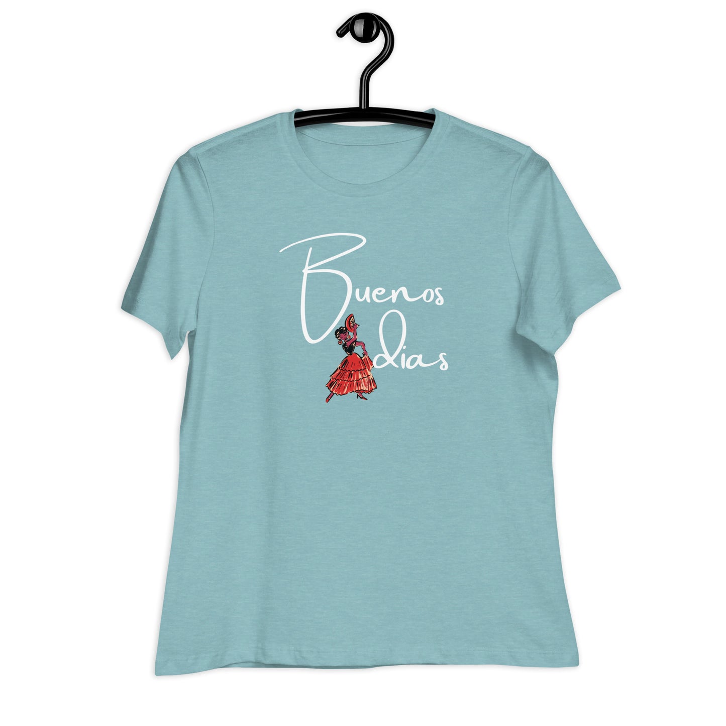 WOMEN'S COLORFUL FLAMINGO DANCER BUENOS DIAS T-SHIRT