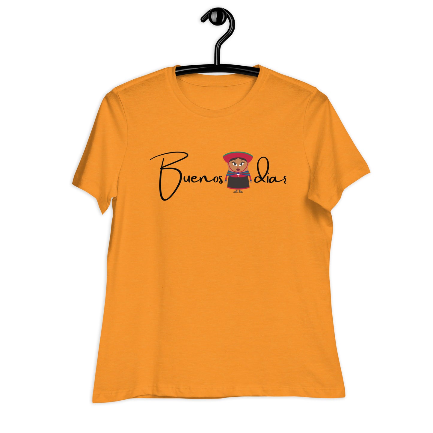 WOMEN'S COLORFUL PERUVIAN WOMAN BUENOS DIAS T-SHIRT