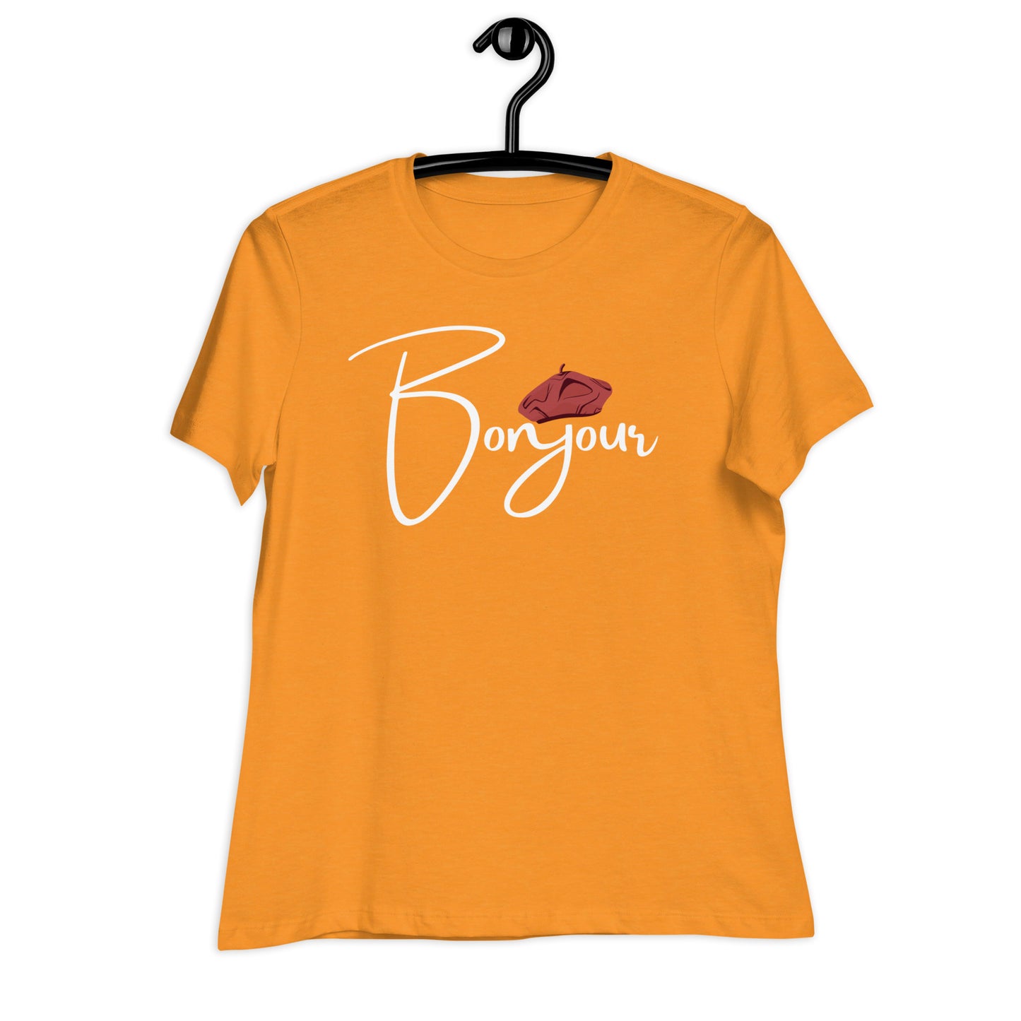 WOMEN'S COLORFUL BERET BONJOUR/GOOD MORNING T-SHIRT