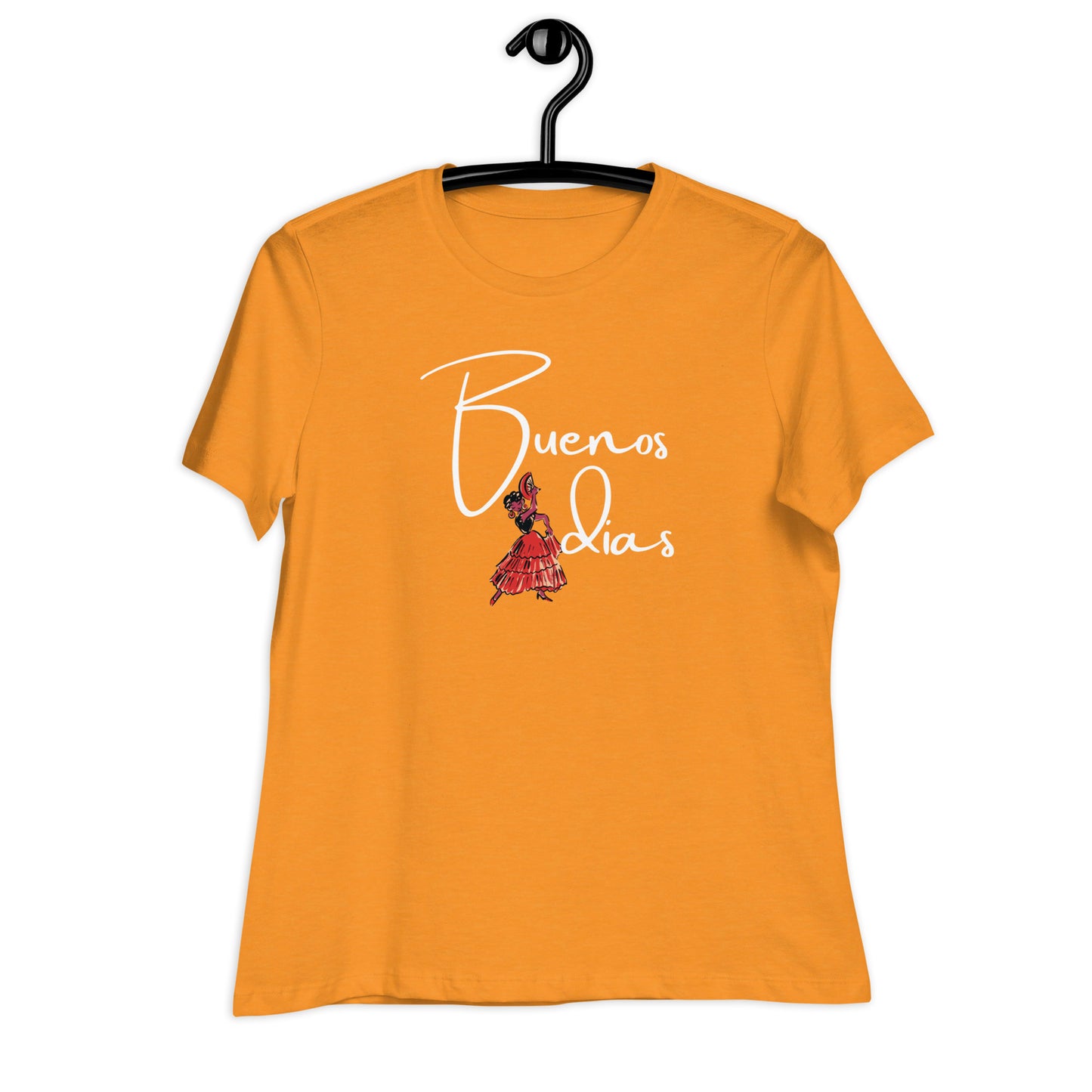 WOMEN'S COLORFUL FLAMINGO DANCER BUENOS DIAS T-SHIRT