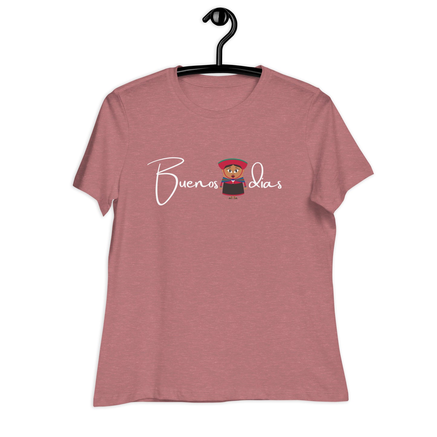WOMEN'S COLORFUL PERUVIAN WOMAN BUENOS DIAS T-SHIRT