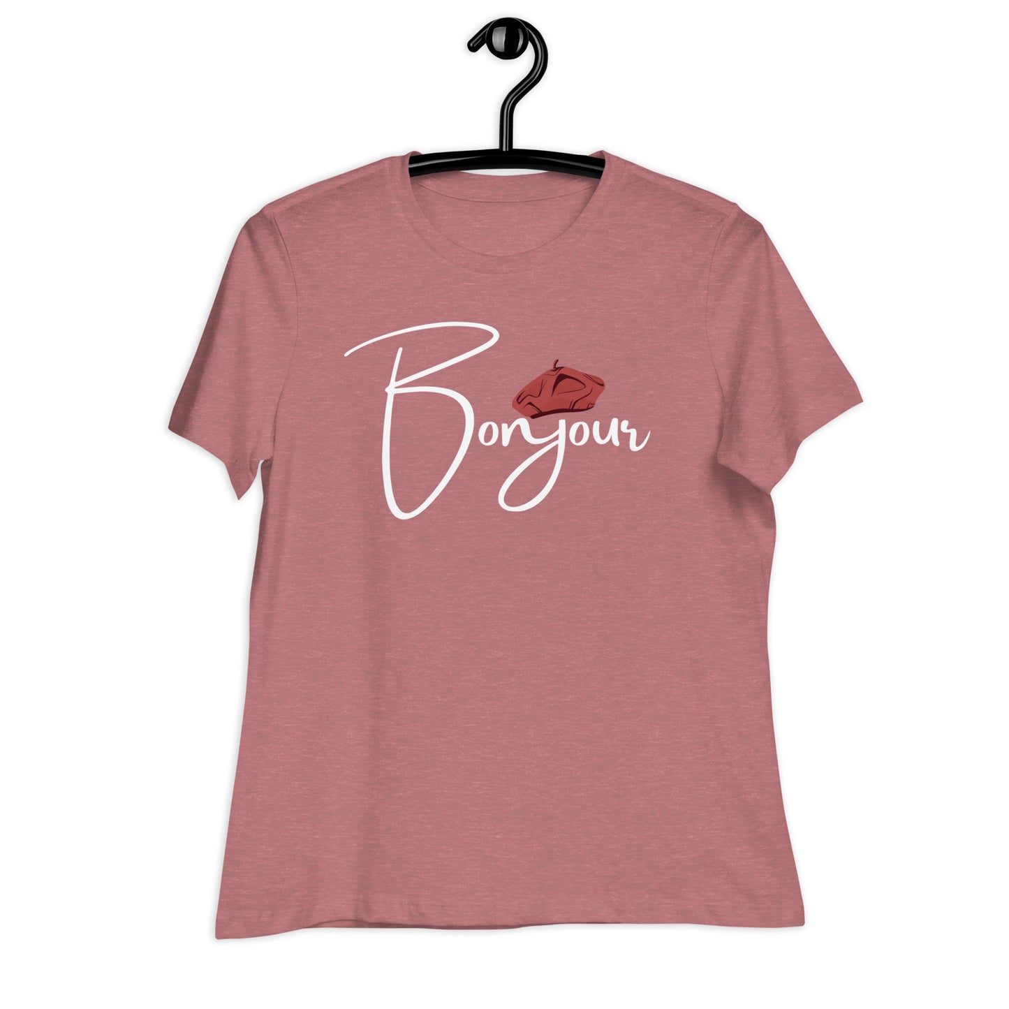 WOMEN'S COLORFUL BERET BONJOUR/GOOD MORNING T-SHIRT
