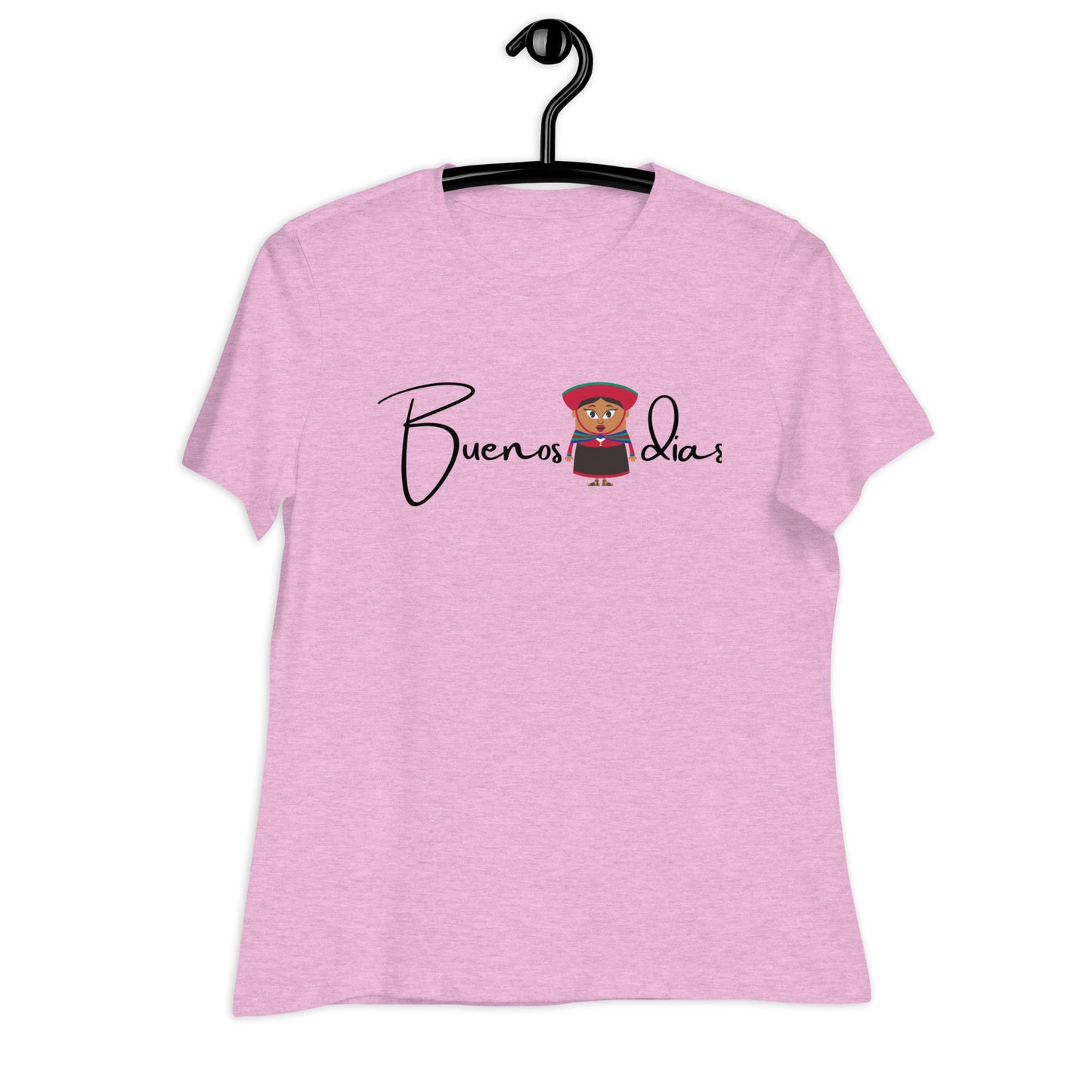 WOMEN'S COLORFUL PERUVIAN WOMAN BUENOS DIAS T-SHIRT