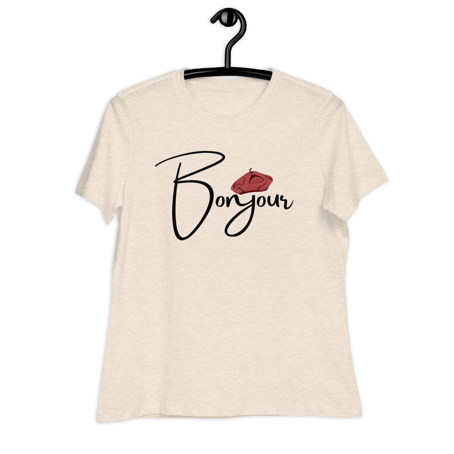 WOMEN'S COLORFUL BERET BONJOUR/GOOD MORNING T-SHIRT