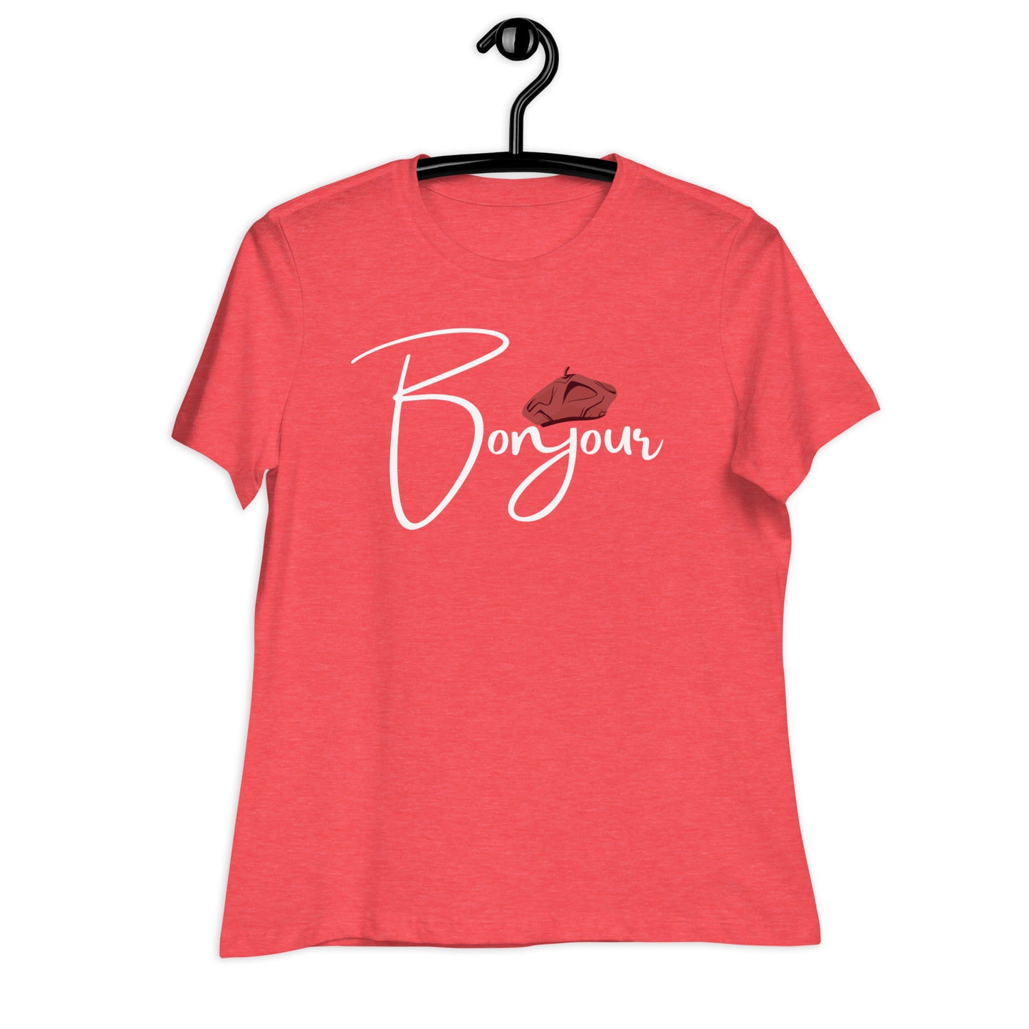 WOMEN'S COLORFUL BERET BONJOUR/GOOD MORNING T-SHIRT