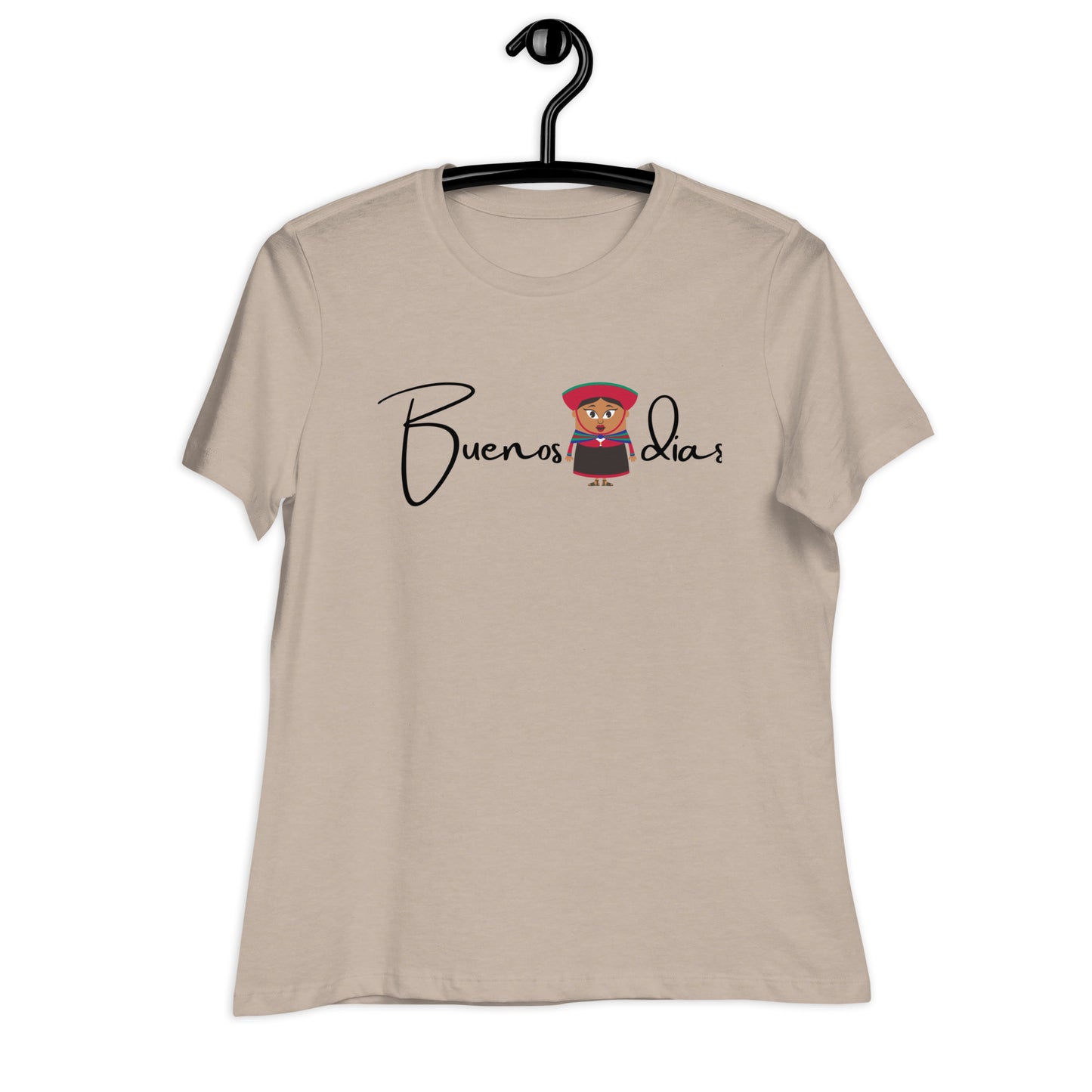 WOMEN'S COLORFUL PERUVIAN WOMAN BUENOS DIAS T-SHIRT