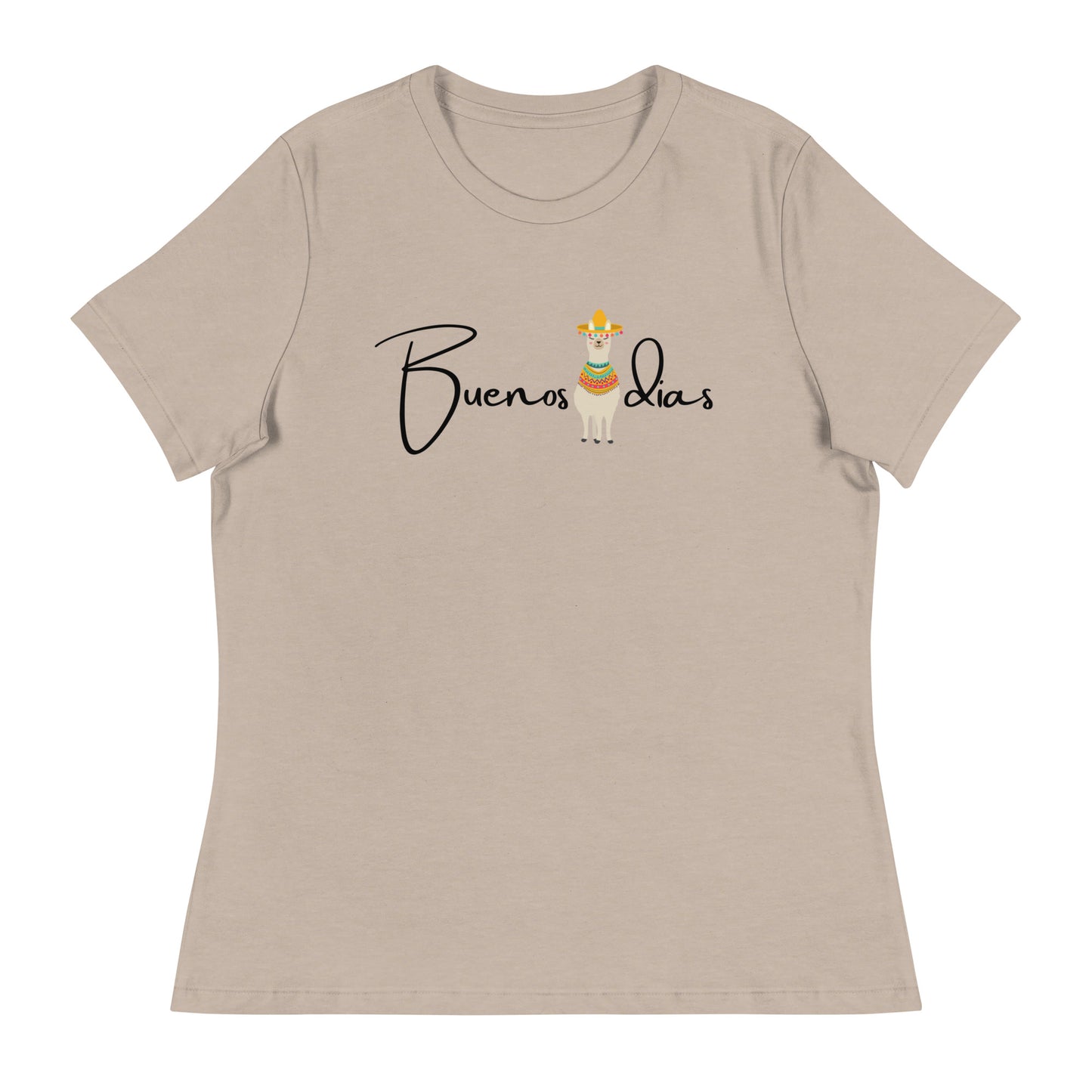 WOMEN'S COLORFUL LLAMA BUENOS DIAS T-SHIRT