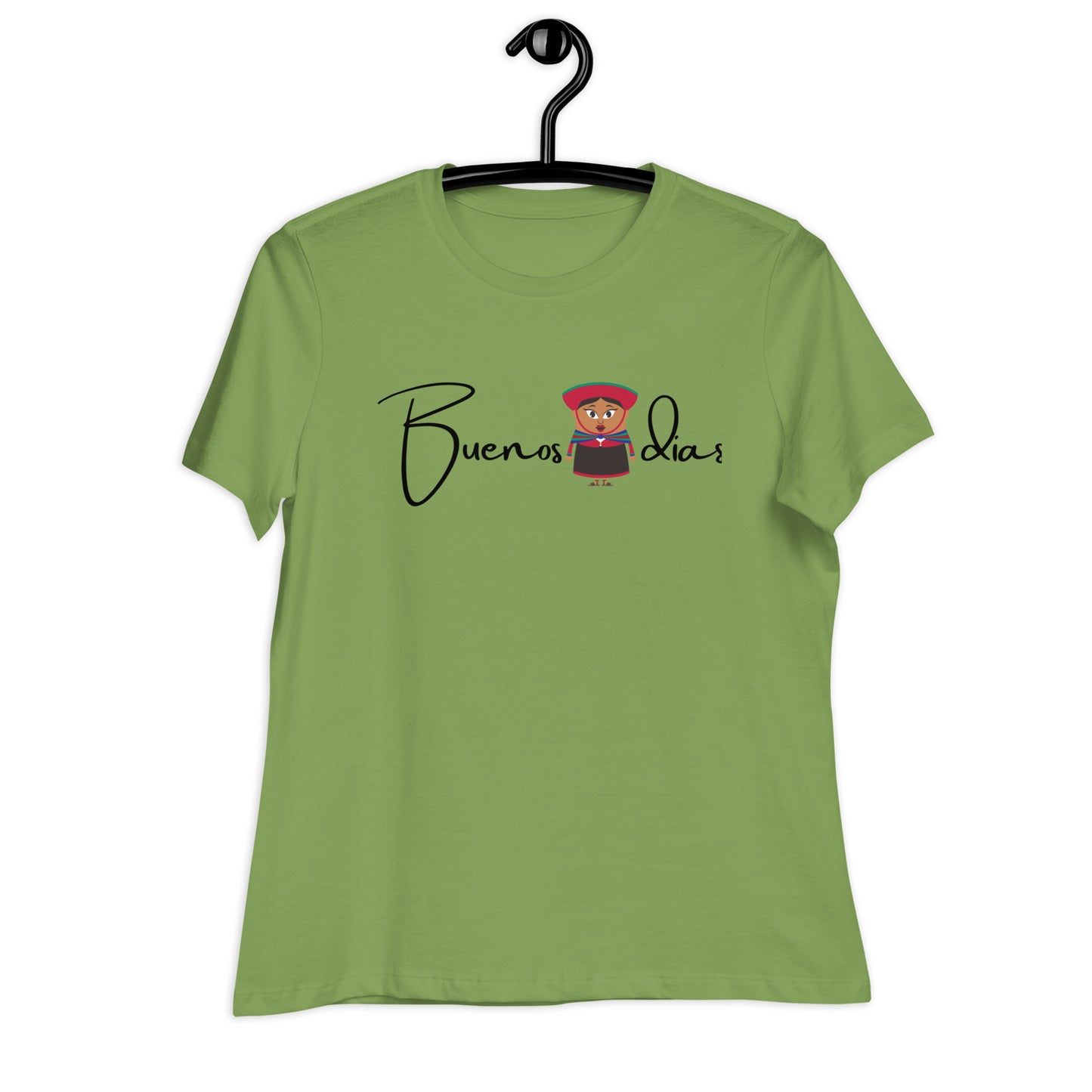 WOMEN'S COLORFUL PERUVIAN WOMAN BUENOS DIAS T-SHIRT