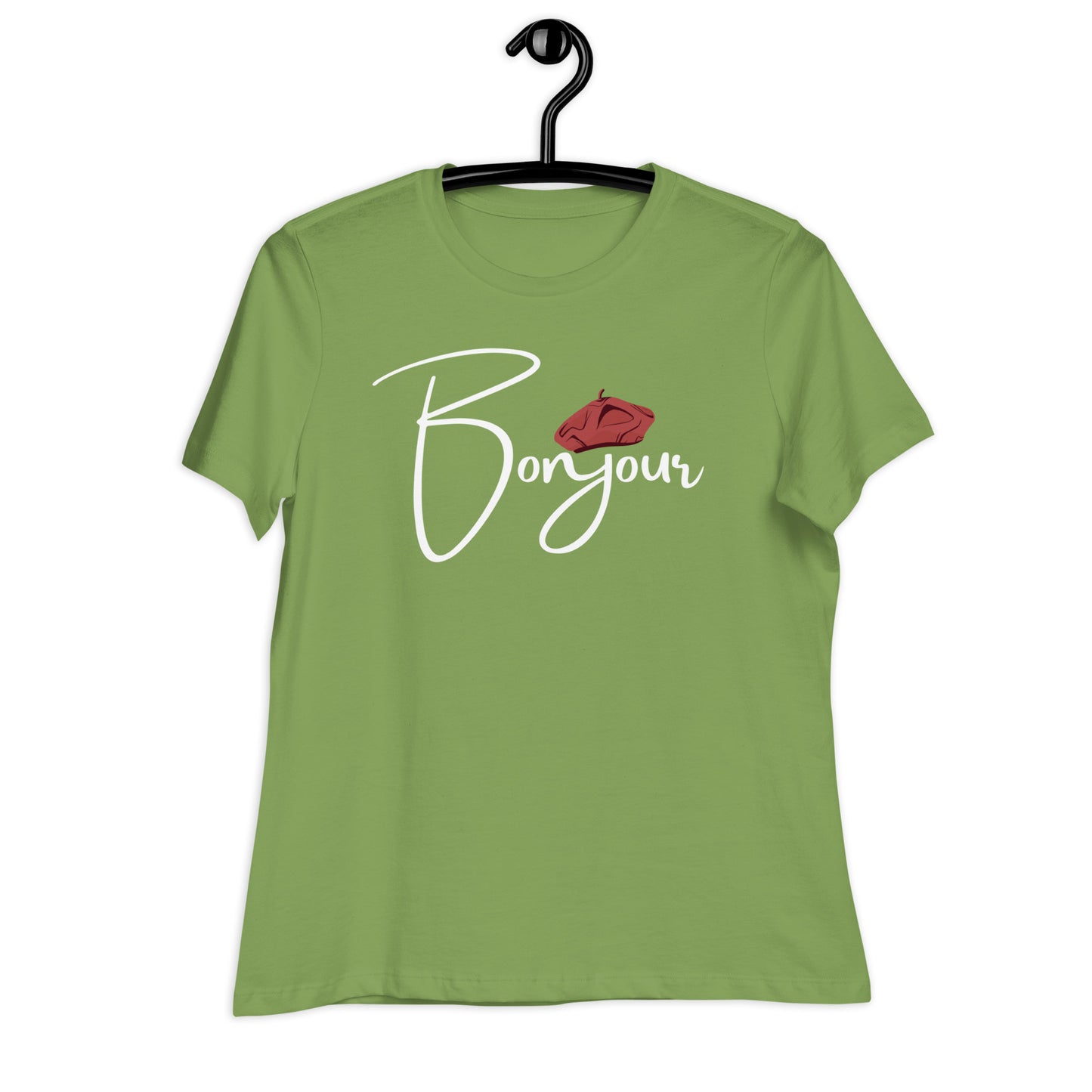 WOMEN'S COLORFUL BERET BONJOUR/GOOD MORNING T-SHIRT