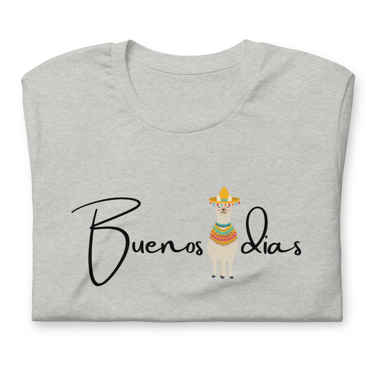 COLORFUL LLAMA BUENOS DIAS UNISEX T-SHIRT