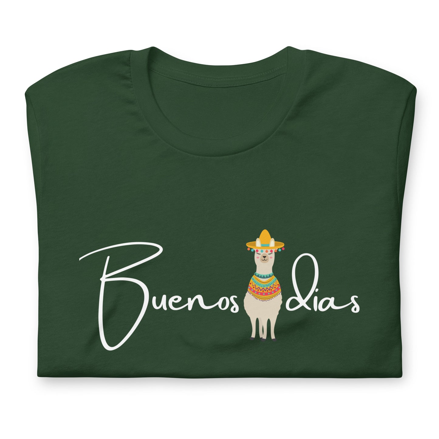 COLORFUL LLAMA BUENOS DIAS UNISEX T-SHIRT