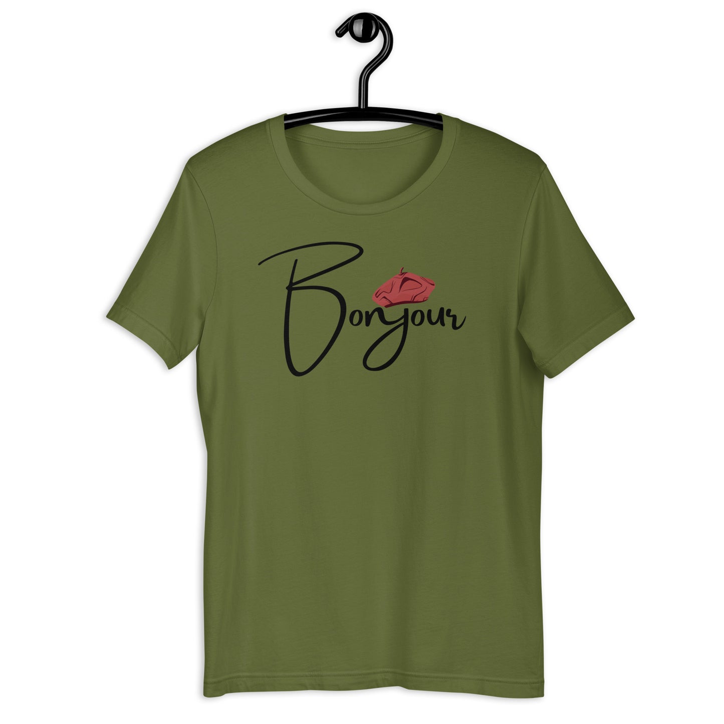 COLORFUL FRENCH  BERET BONJOUR UNISEX T-SHIRT