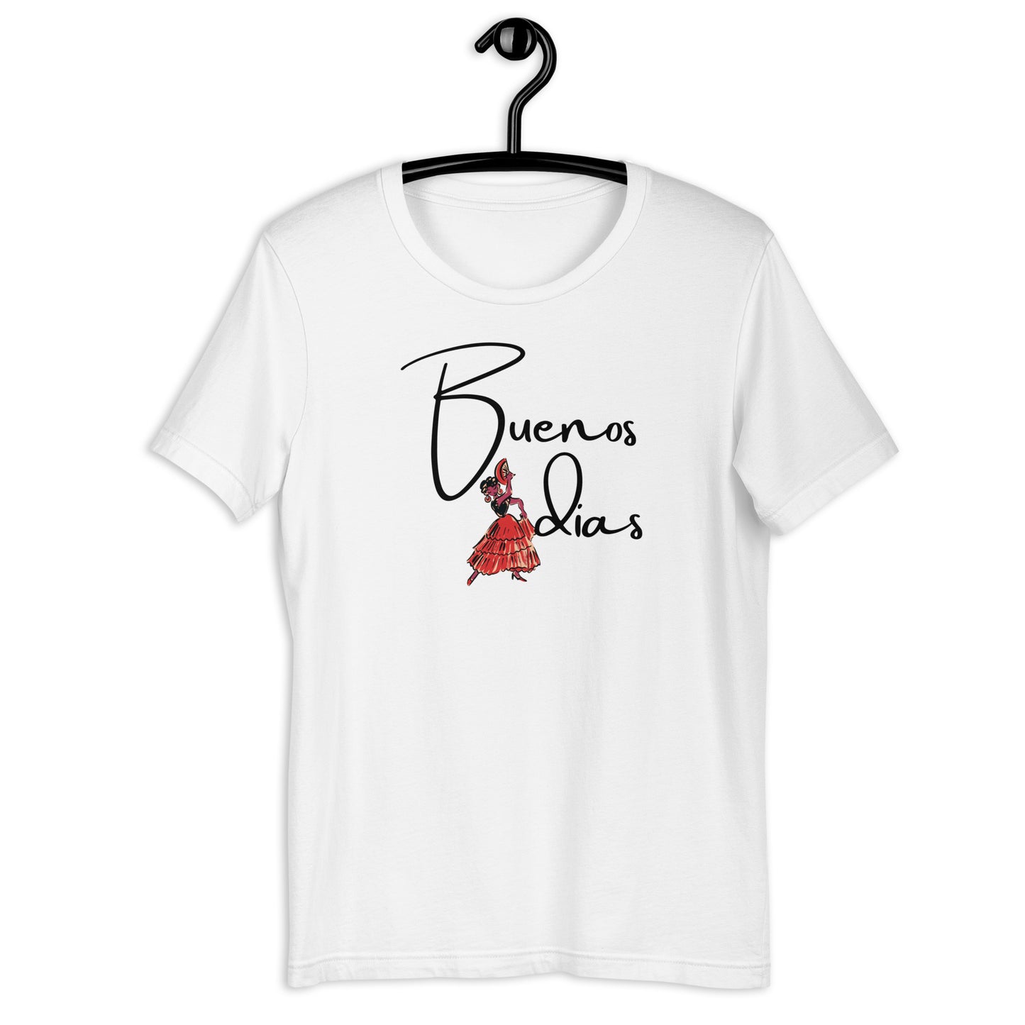 FLAMINGO DANCER BUENOS DIAS UNISEX T-SHIRT