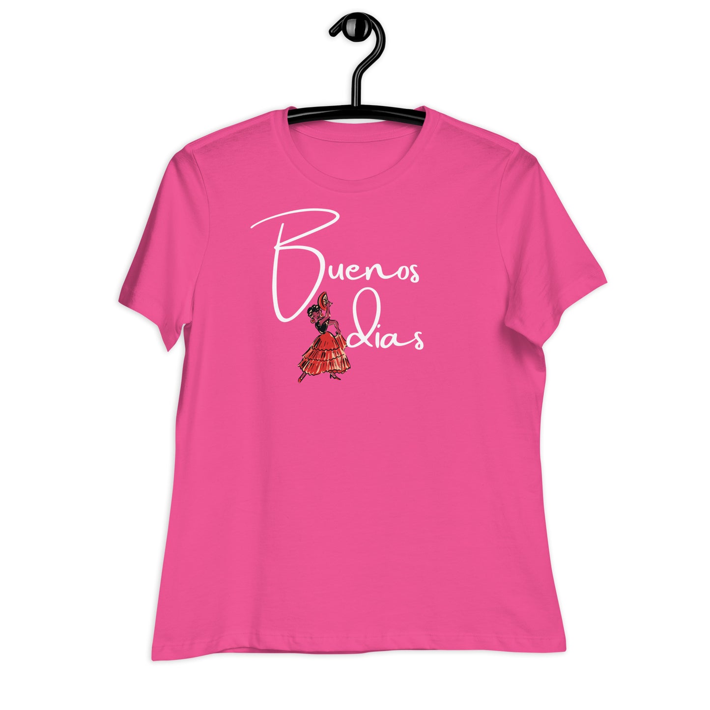 WOMEN'S COLORFUL FLAMINGO DANCER BUENOS DIAS /GOOD MORNING T-SHIRT
