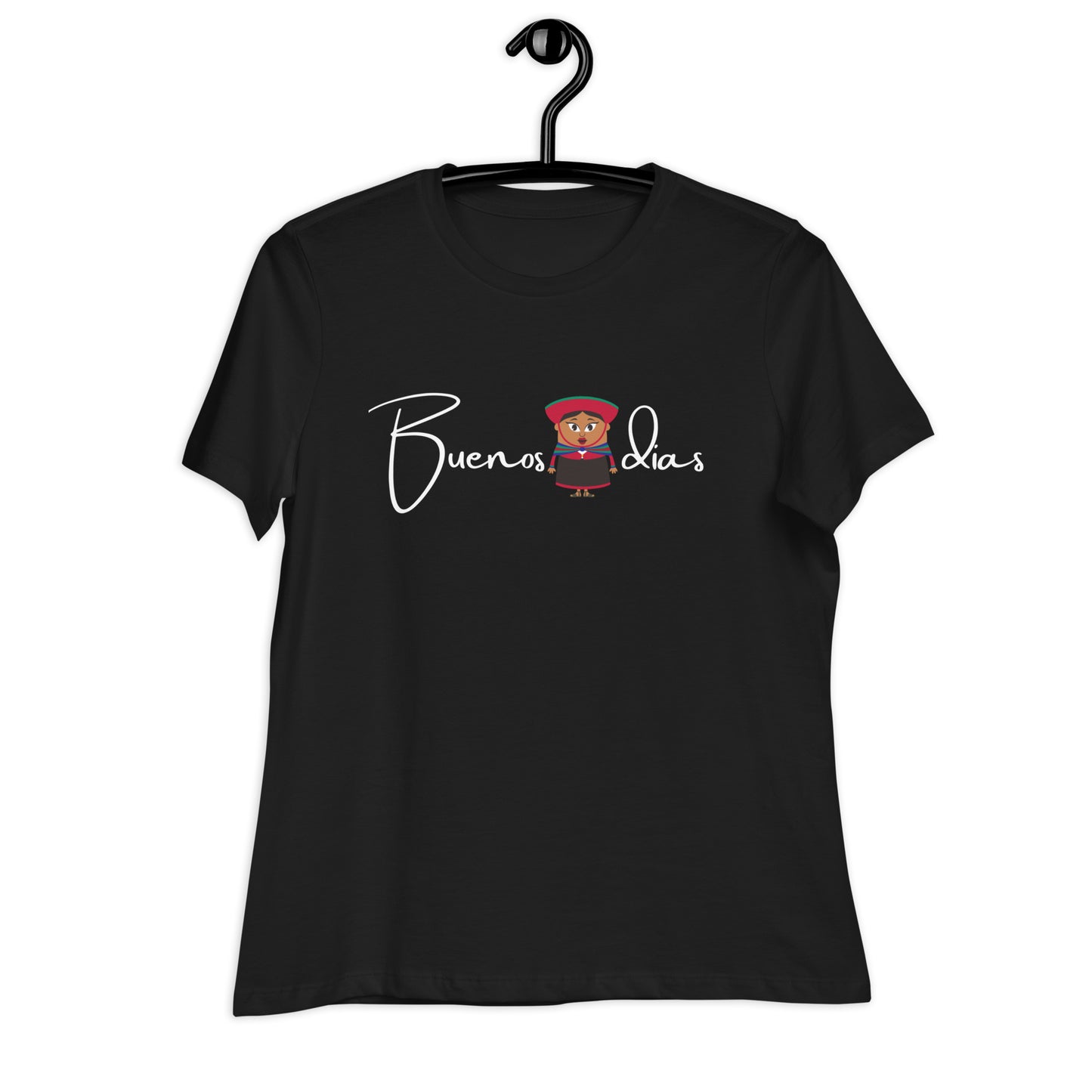 WOMEN'S COLORFUL  PERUVIAN WOMAN   BUENOS DIAS T-SHIRT