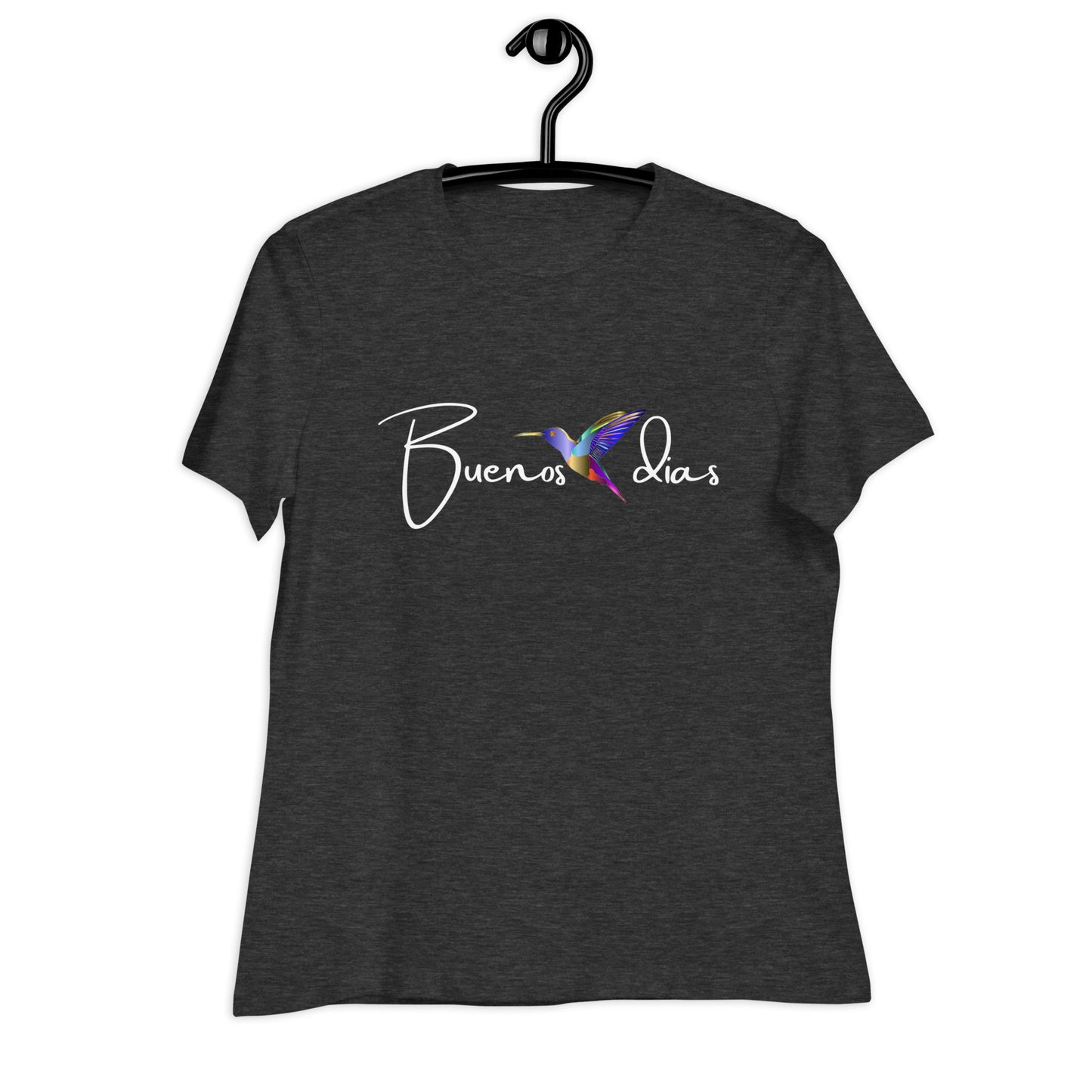 WOMEN'S COLORFUL HUMMINGBIRD BUENOS DIAS/GOOD MORNING T-SHIRT