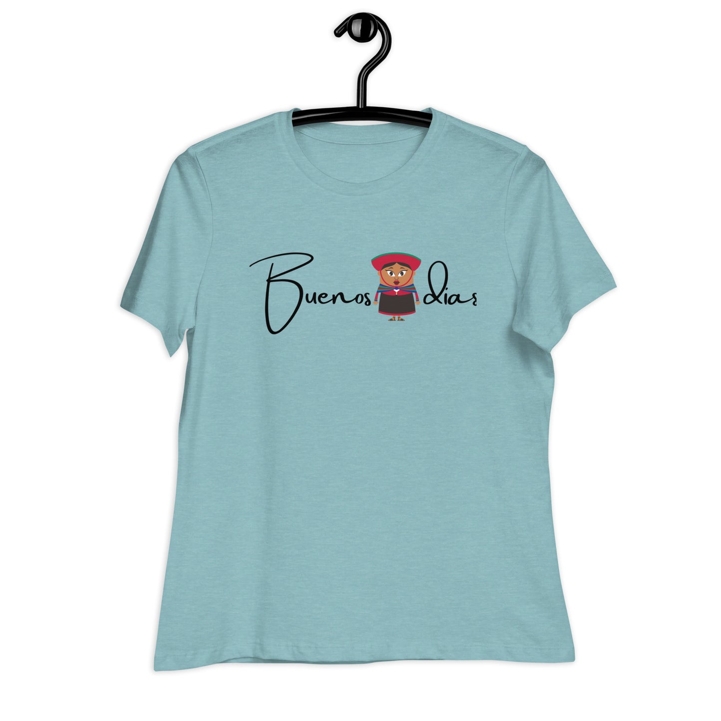 WOMEN'S COLORFUL  PERUVIAN WOMAN   BUENOS DIAS T-SHIRT
