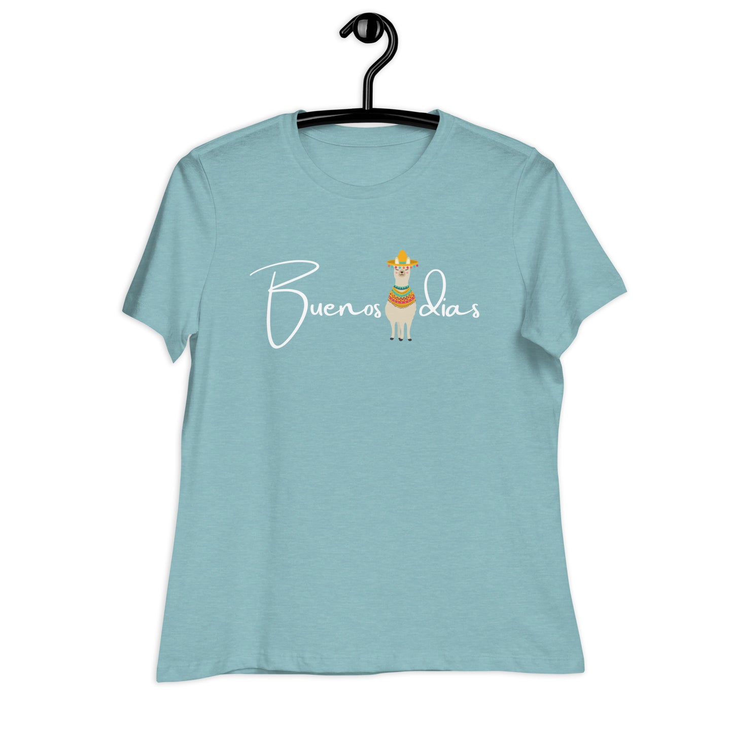 WOMEN'S COLORFUL LLAMA BUENOS DIAS T-SHIRT