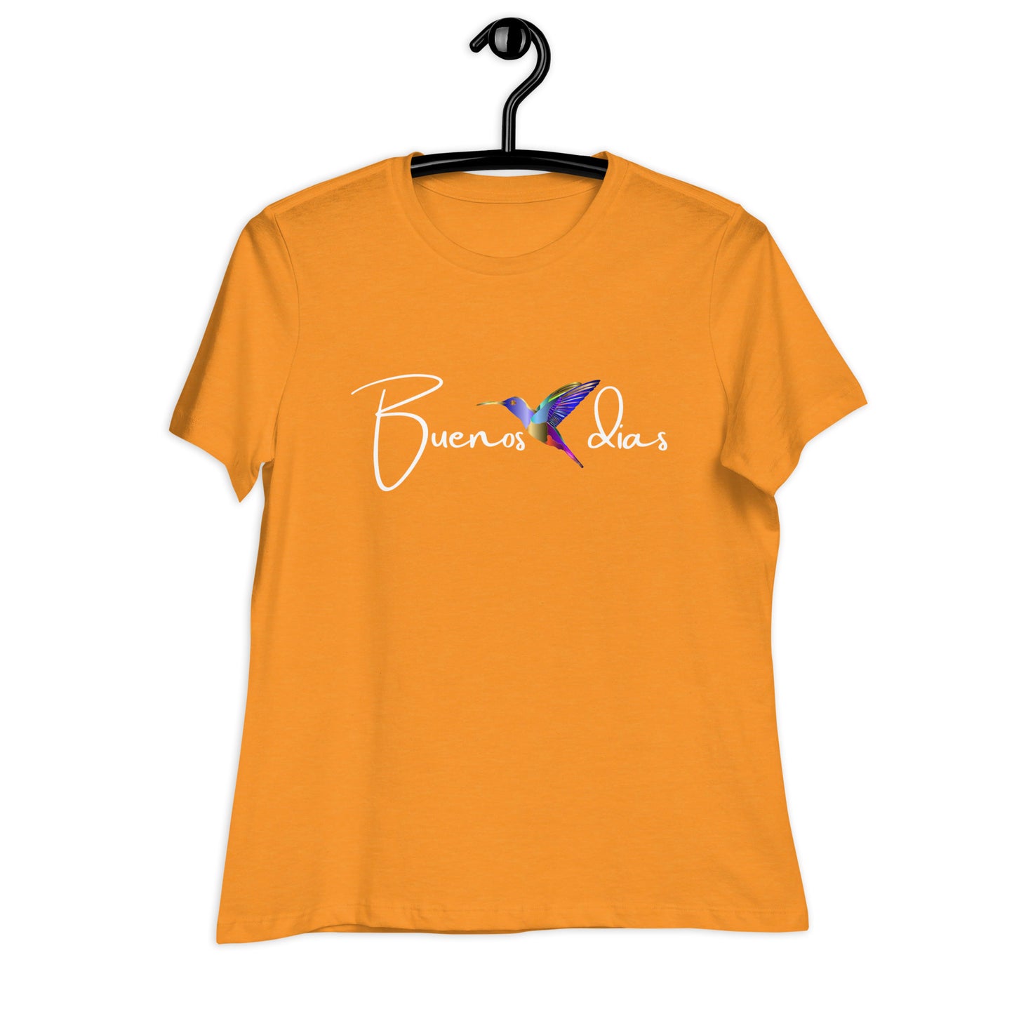 WOMEN'S COLORFUL HUMMINGBIRD BUENOS DIAS/GOOD MORNING T-SHIRT