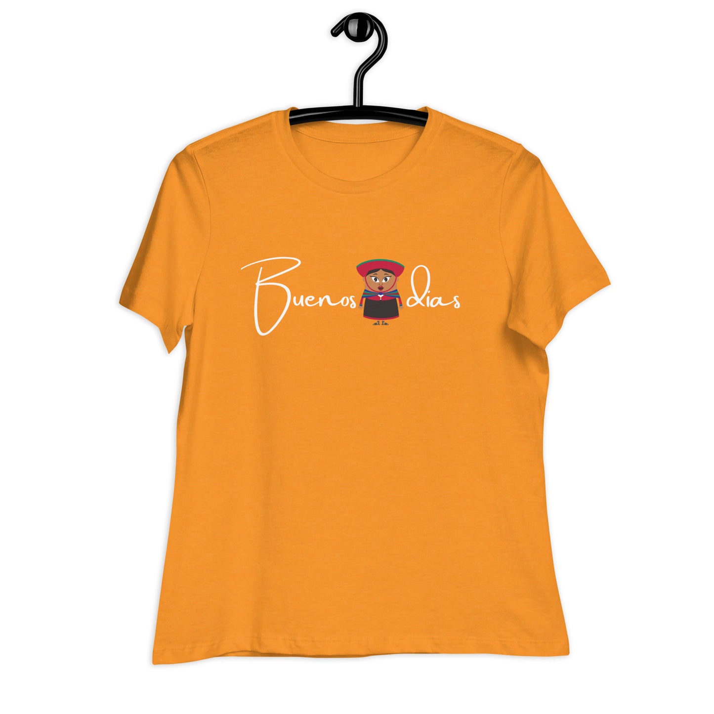 WOMEN'S COLORFUL  PERUVIAN WOMAN   BUENOS DIAS T-SHIRT