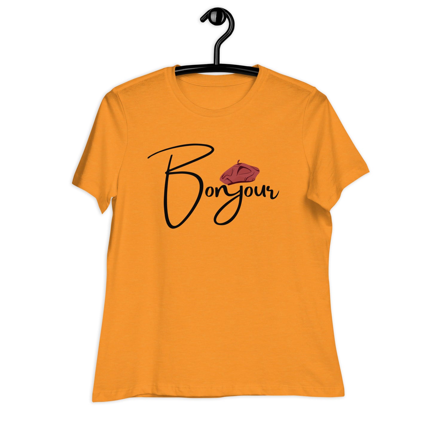 WOMEN'S COLORFUL BERET BONJOUR/GOOD MORNING T-SHIRT