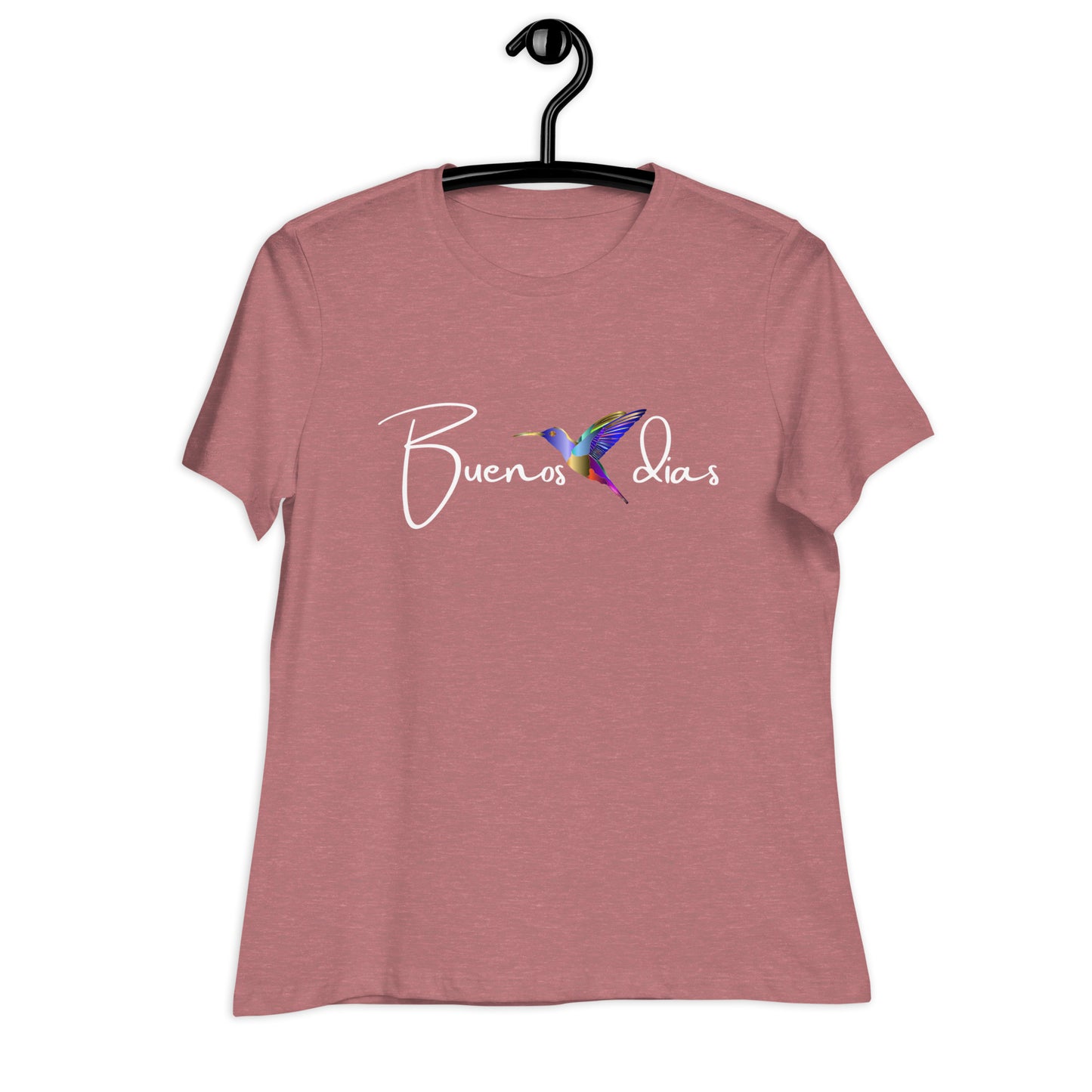 WOMEN'S COLORFUL HUMMINGBIRD BUENOS DIAS/GOOD MORNING T-SHIRT