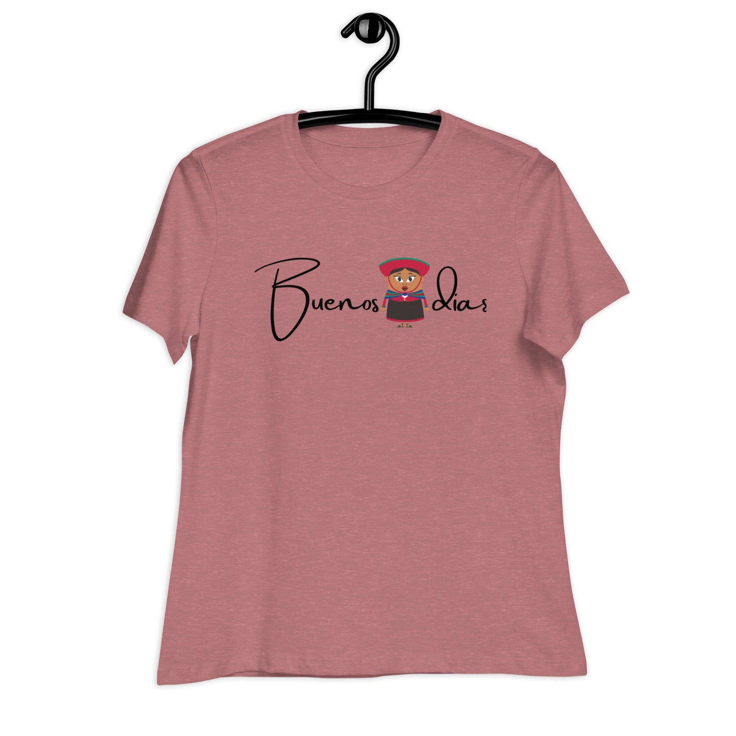 WOMEN'S COLORFUL  PERUVIAN WOMAN   BUENOS DIAS T-SHIRT