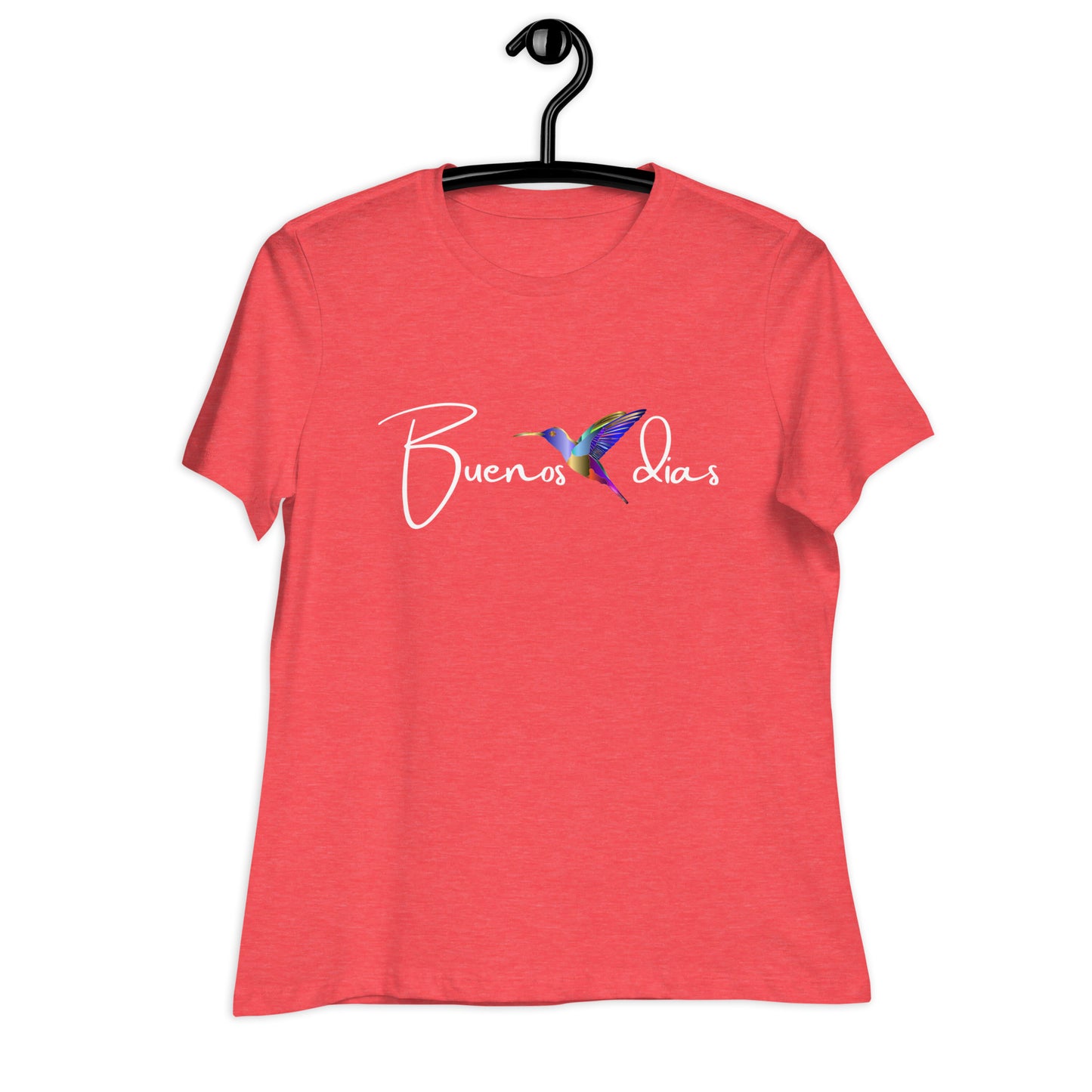 WOMEN'S COLORFUL HUMMINGBIRD BUENOS DIAS/GOOD MORNING T-SHIRT