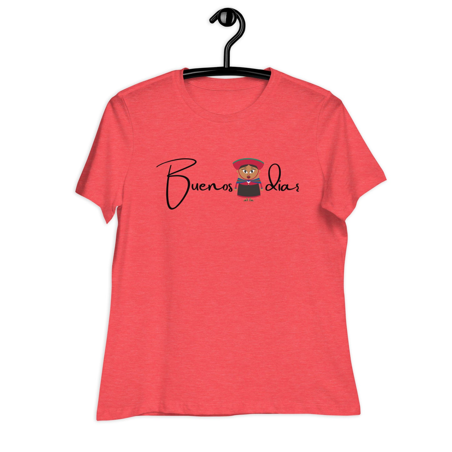 WOMEN'S COLORFUL  PERUVIAN WOMAN   BUENOS DIAS T-SHIRT