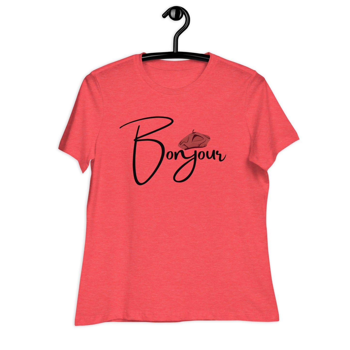WOMEN'S COLORFUL BERET BONJOUR/GOOD MORNING T-SHIRT