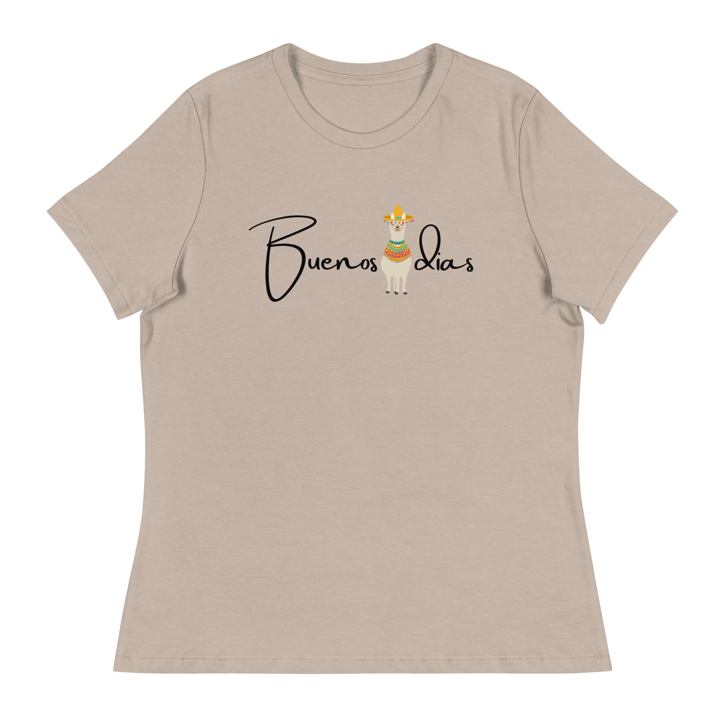 WOMEN'S COLORFUL LLAMA BUENOS DIAS T-SHIRT