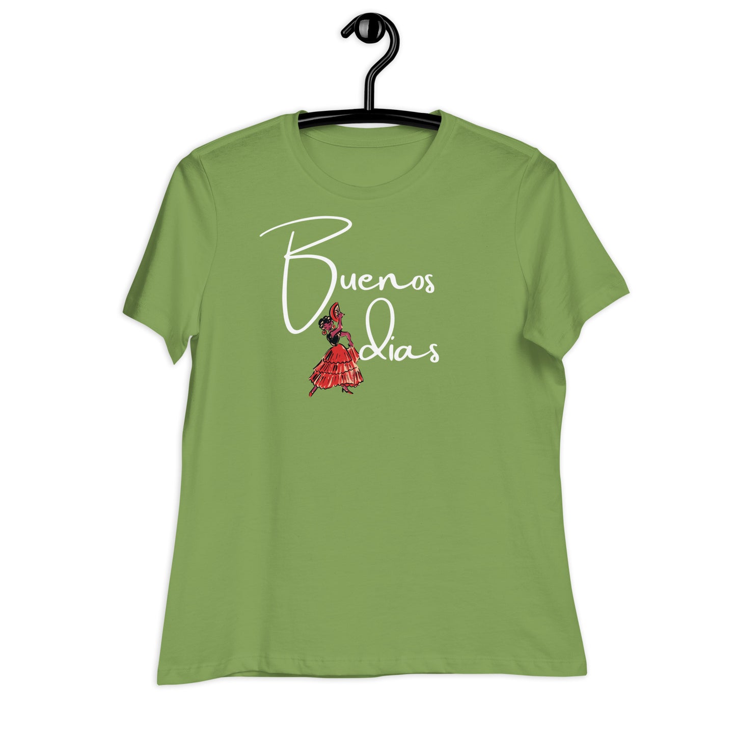 WOMEN'S COLORFUL FLAMINGO DANCER BUENOS DIAS /GOOD MORNING T-SHIRT