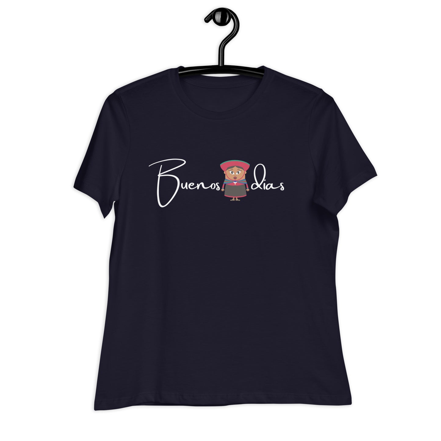 WOMEN'S COLORFUL  PERUVIAN WOMAN   BUENOS DIAS T-SHIRT