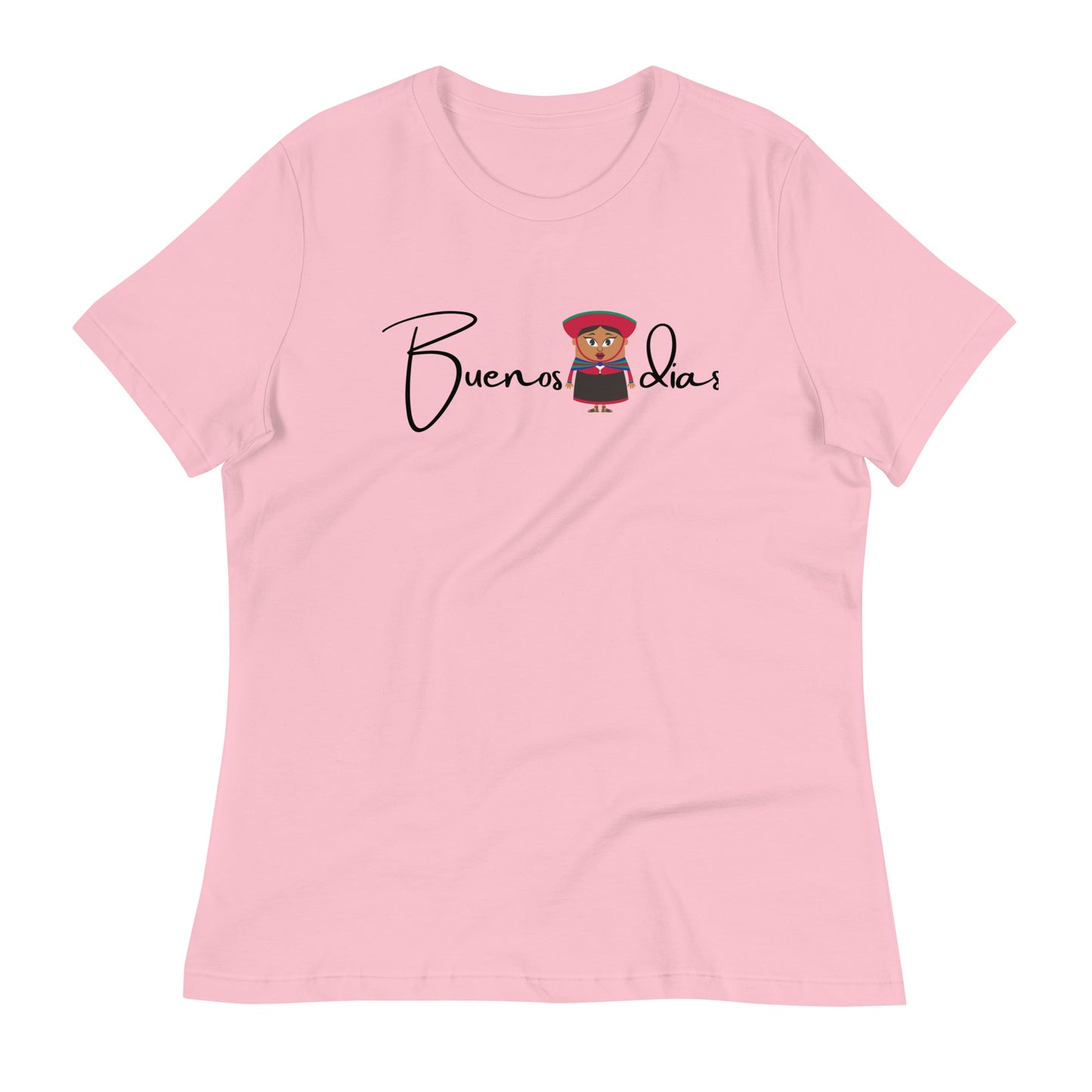 WOMEN'S COLORFUL  PERUVIAN WOMAN   BUENOS DIAS T-SHIRT