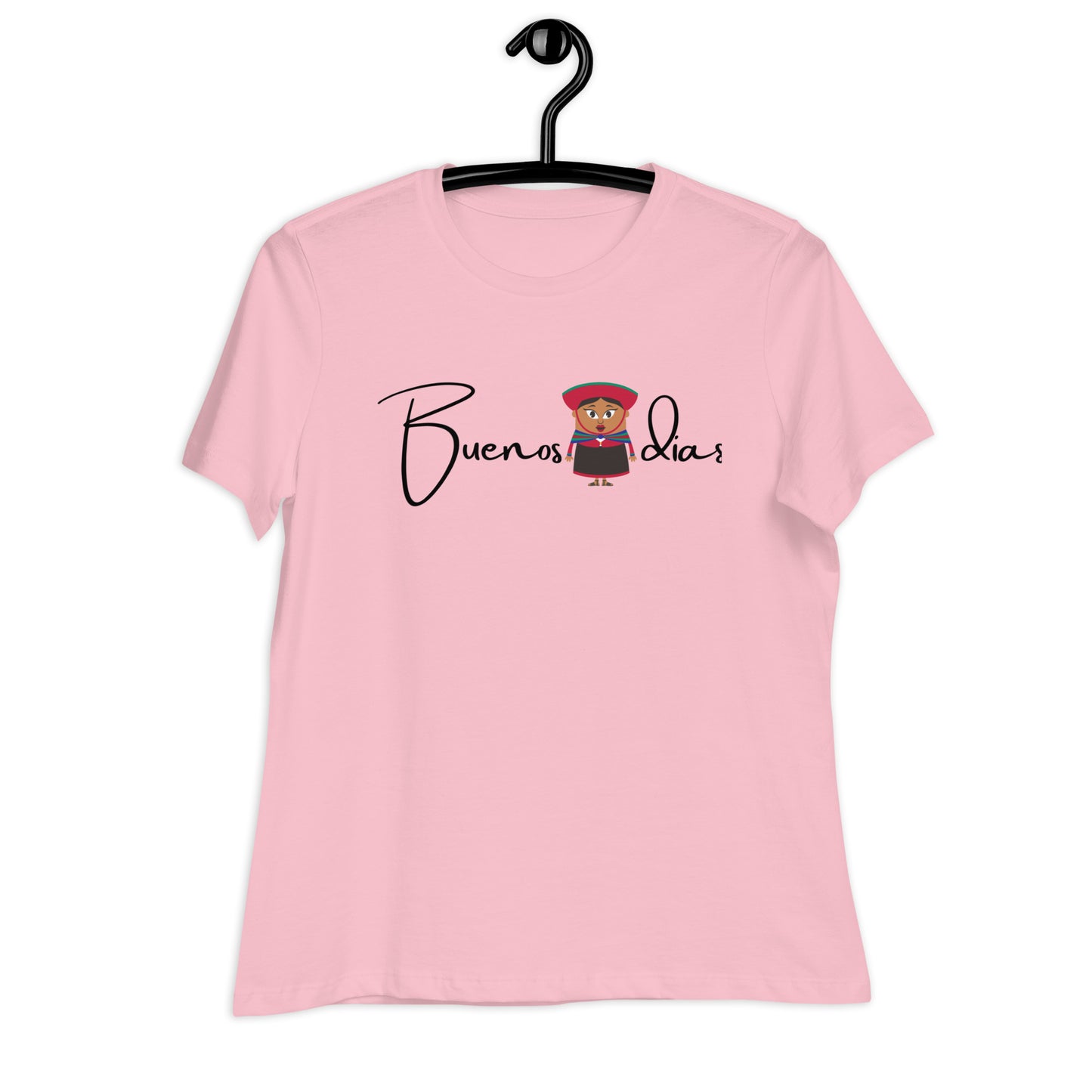 WOMEN'S COLORFUL  PERUVIAN WOMAN   BUENOS DIAS T-SHIRT