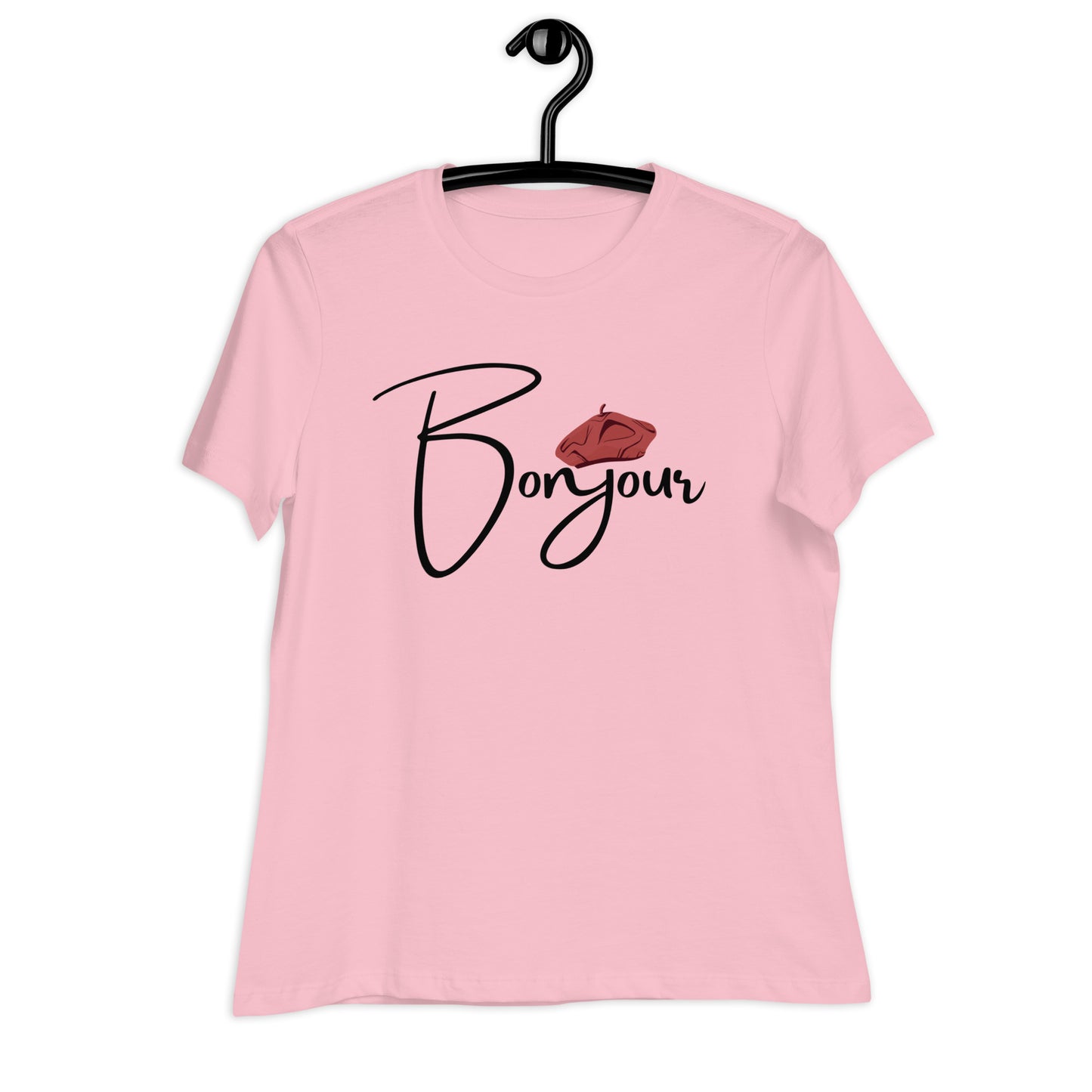 WOMEN'S COLORFUL BERET BONJOUR/GOOD MORNING T-SHIRT